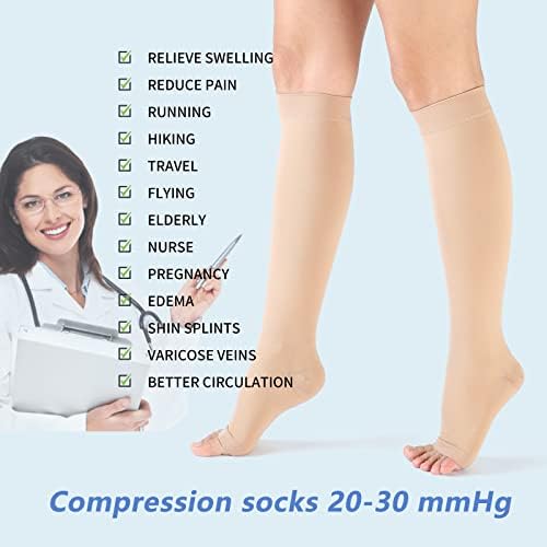 VARCOH Compression Socks for Women,Compression socks Men (S-4XL) Wide Plus Size Compression Socks 20-30 mmHg Knee High Open Toe, Best for Improve Varicose Veins,Leg Blood Circulation