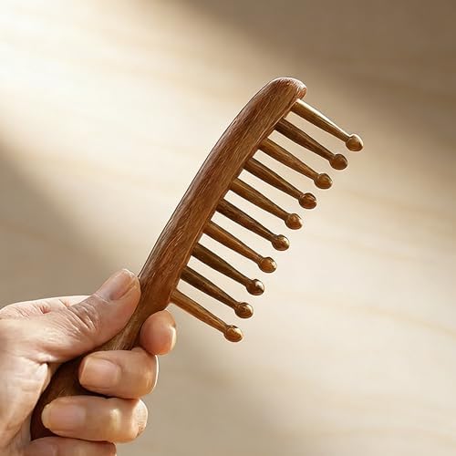 [Wooden Hair Comb] Wooden Wide-Tooth Hair Comb for Long Hair | Scalp Massaging & Detangling, Healthy Hair Care with Smooth Polished Finish, Minimalist Design for Comfortable Grip