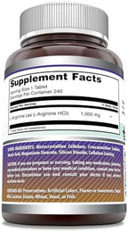 Amazing Formulas L-Arginine 1000mg Tablets | Amino Acid Supplement for Women & Men | Non-GMO | Gluten Free | Made in USA (240 Count)