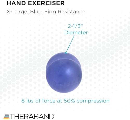 THERABAND Hand Exerciser Ball, X-Large Blue, Firm Resistance for Grip Strengthening, Finger & Hand Therapy, Squeeze Ball for Rehab, Wrist & Forearm Exercise, Latex-Free, Textured Surface
