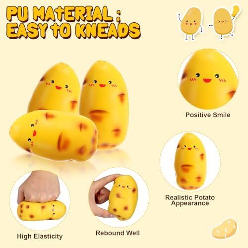Gemscream 12 Pcs Potato Stress Balls for Adults Funny Inspirational Stress Reliever Squeezable Mini Potato Foam Balls Motivational Funny Gifts Appreciation Gifts for Employee Coworker