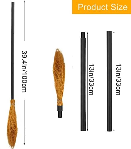 2 Pack Halloween Witch Broom Plastic Witch Broomstick Cosplay Broom Props, Realistic Wizard Flying Broom Stick Accessory for Costumes