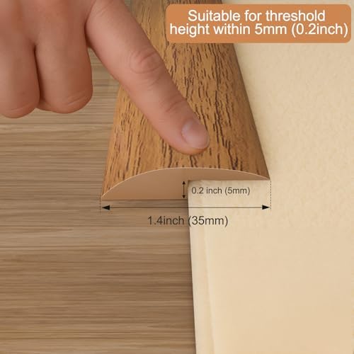 Floor Transition Strip Self Adhesive,Carpet & Flooring Transitions Edging Trim Strip,Vinyl Threshold Strip Suitable for Threshold Height Within 5mm (118inch, Light Brown Wood Grain)