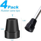 Cane Tips 1 Inch Upgrade Heavy Duty Rubber Walker Accessories Replacement Rubber Cane & Crutches Tips, 4-Pack