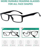 Eyekepper Spring Hinge 5-pack Retro Style Reading Glasses Black