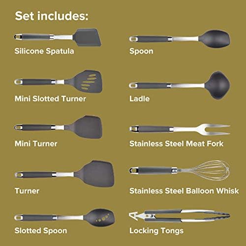 Anolon 10-Piece Nylon Mixed Tool Set, Graphite