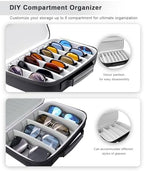 Krypthos Travel Sunglasses Organizer Case, Portable Eyeglasses Storage Box Eyewear Glasses Display Case for Men Women
