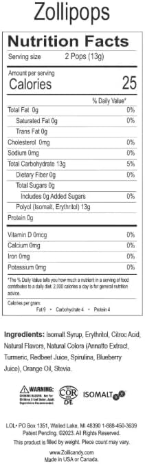 Zollipops Clean Teeth Lollipops - AntiCavity Sugar Free Candy for a Healthy Smile Great for Kids, Diabetics and Keto Diet. Natural Fruit Variety, 3.1 Ounce
