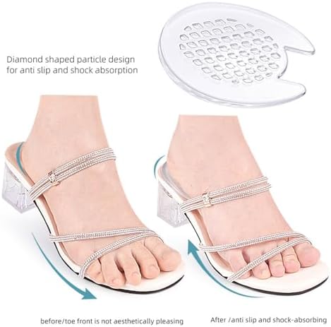 NICENEEDED 2 Pair Ball of Foot Cushions, Non Slip Discreet Shoe Metatarsal Pads for Women Gel High Heel Inserts, Shoe Inserts for Relieve Foot Pain Comfort