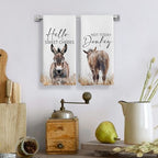 Donkey Gifts Funny Hand Towels Set of 2, Hello Sweet Cheeks Not Today Donkey Botanical Decorative Hand Towels for Bathroom Decor, Funny Farmhouse Bathroom Decor, Dish Cloths & Dish Towel