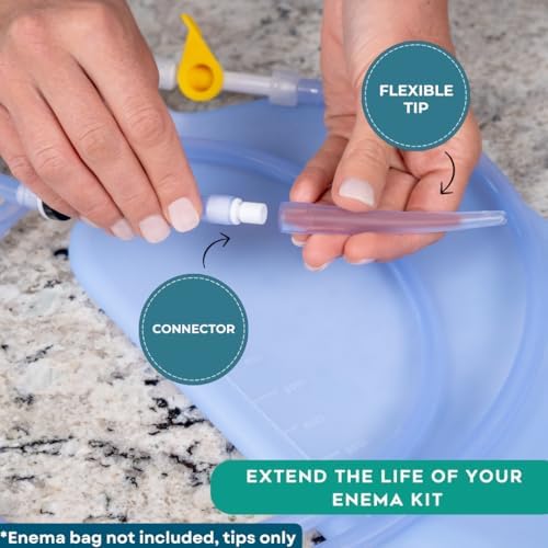 Replacement Flexible Tips with connectors. Reusable Accessories for Coffee & Water Colon Cleanse. 30 Tips Included. Detox for Men and Women