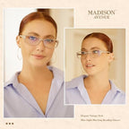 Madison Avenue 2 Pack Classic Blue Light Blocking Reading Glasses for Women, Vintage Anti Glare/Eyestrain Computer Readers Black/Nude Beige +2.5