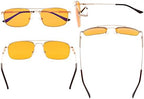 Eyekepper Memory Titanium Sleeping Glasses-Blue Light Blocking 97%-Computer Reading Glasses-Reduce Eyestrain Readers Dark Orange Tinted Lens (Gold, 0.50)