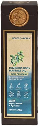 ROOTS AND HERBS Ayurvedic Tulsi Panchang Body Massage Oil 6.7 FL Oz