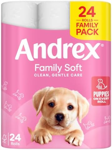 Andrex Family Soft Toilet Paper 24 Rolls (Previously Andrex Gentle Clean) Gentle on your Family’s skin– Pack of 24 Toilet Rolls, FSC Certified