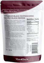 Viva Doria Malabar Black Peppercorns, Whole Black Pepper, Black Peppercorn For Grinder Refills, 12 Ounces