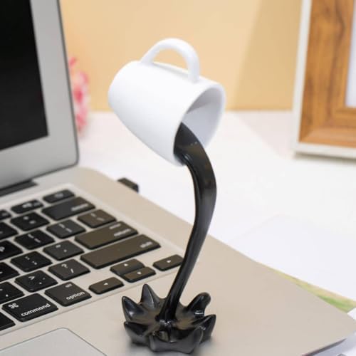 Creative 3D Resin Floating Spilling Coffee Cup Sculpture Kitchen Decor Optical Illusion Pouring Splash Statue Unique Desktop Art Ornament Gift for Coffee Lovers (Black)