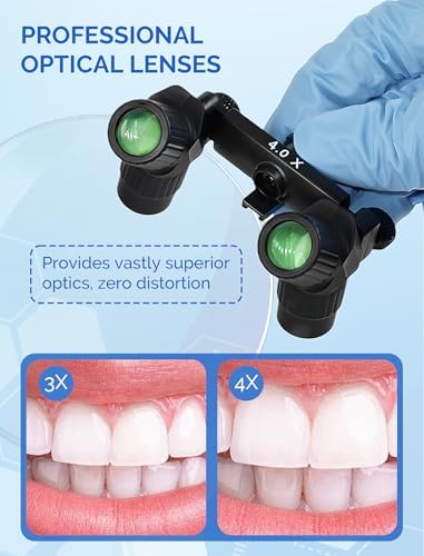Ergonomic Dental Loupes 4.0X 450mm, Ergo Surgical Loupes Magnifying Glasses with Adjustable Pupil Distance & Pupil Height
