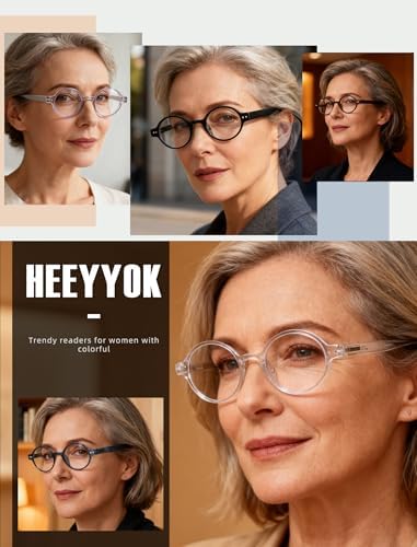 HEEYYOK 1.0 Round Reading Glasses For Women Men 5-Pack,Spring Hinge,Retro Mini Comfort Circle Mens Readers for small face women