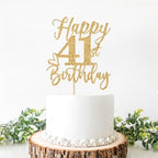 Happy 41st Birthday Cake Topper, 41st Birthday Decorations, Cheers to 41 Years, Hello 41, 41st Happy Birthday Party Supplies Gold Glitter