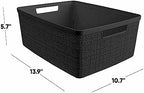Curver Set of 6 Medium 12L Jute Decorative Plastic Organization and Storage Baskets - Perfect Bins for Home Office, Closet Shelves, Kitchen Pantry and All Bedroom Essentials, Black