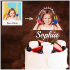 Custom Photo Cake Topper – Personalized Acrylic Cake Topper with Picture and Name, Printed Cake Sign Charm for Couples and Dessert Decoration