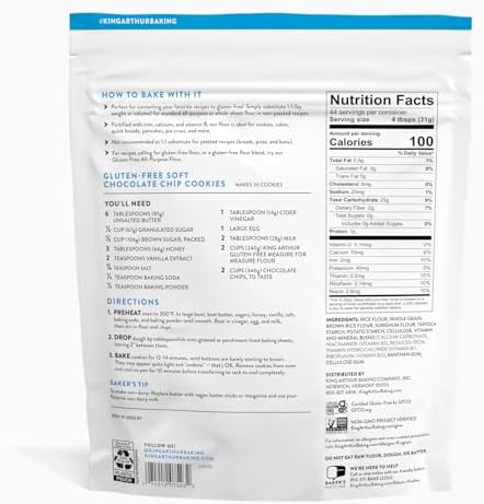 King Arthur Measure for Measure Gluten-Free Flour: All-Purpose 1:1 Substitute for Wheat Flour, Non-GMO, Kosher Certified, 3 lbs Bag for Baking Cookies, Cakes, Muffins