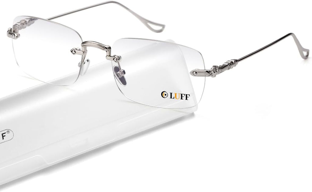 LUFF Rimless Reading Glasses for Men Women | Ultra Lightweight 0.6oz | Computer Readers Anti-Eyestrain | +1.0 to +4.0