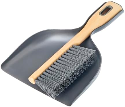 Vigar Bamboo Print Handy Set, Compact Dust Pan and Brush, Ergonomic Handles, Stores Easily