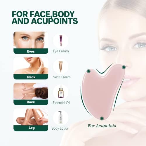 Gua Sha Facial Tools, GuaSha Massage Tool Guasha Board for SPA Acupuncture Therapy Trigger Point Treatment, Gua Sha Scraping Massage Tool (Pink)