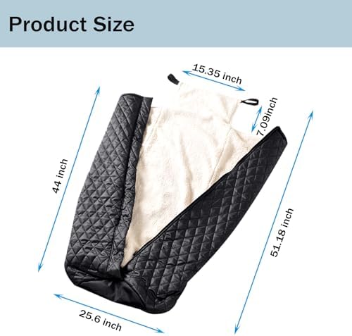 Wheelchair Warm Blanket, Lightweight Wheelchair Blanket with Zipper, Outdoor Adult Warm Blanket, Lower Body Warm for Elderly, Mobility Impaired Black