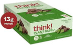 think! Vegan/Plant Based High Protein Bars - Chocolate Mint, 13g Protein, 5g Sugar, No Artificial Sweeteners, Non GMO Project Verified, 10 Count (Packaging May Vary)