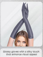 FEOYA Long Shiny Glossy Oily Glove Wet Look Long Gloves 20s Party Cosplay Women’s Costume Halloween Accessory