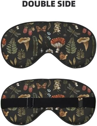 Vintage Mushroom Fern Sleep Mask Eye Mask with Adjustable Strap Eye Sleep Shade Cover Blocks Light for Women Men Airplane Travel Nap