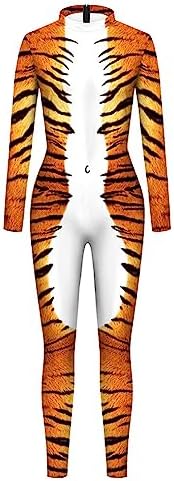 Men's Animal Print Halloween Costume Bodysuit Jumpsuit for Cosplay Party