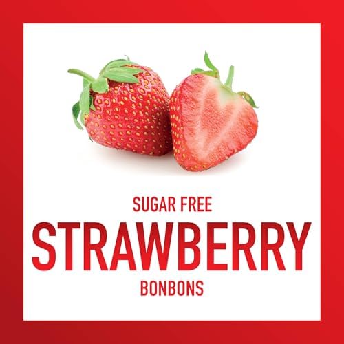 Swiss Imports Sugar Free Bonbons Hard Candy Drops, Strawberry, 100 Individually Wrapped Pieces, 250g/8.8oz