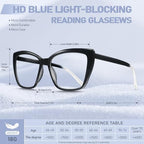 Reading Glasses for Women, 3 pack Fashion Oversized Blue Light Readers for Women, Spring Hinge Cat Eye Glasses Anti Eyestrain (A1 Black Tortoiseshell Purple, 2.50)