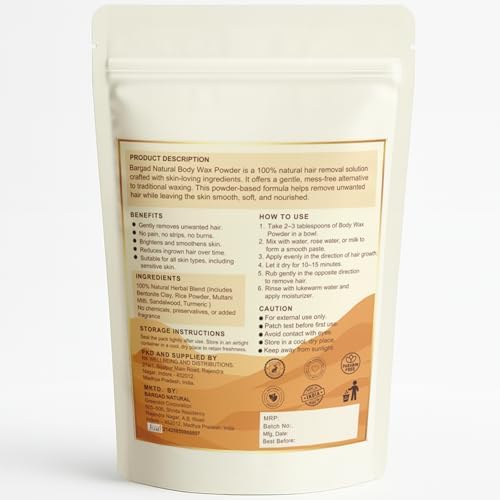 Body Wax Powder – 100% Herbal Hair Removal Powder – Smooth Skin Without Pain or Strips – 3.5 oz (100g) Pack