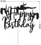 Pole Dance Happy Birthday Cake Topper ，Black Glitter Funny Sexy Pole Dance Girl/Bachelorette Birthday Cake Decorations，Sports Theme Bachelorette Bridal Shower Birthday Party Supplies