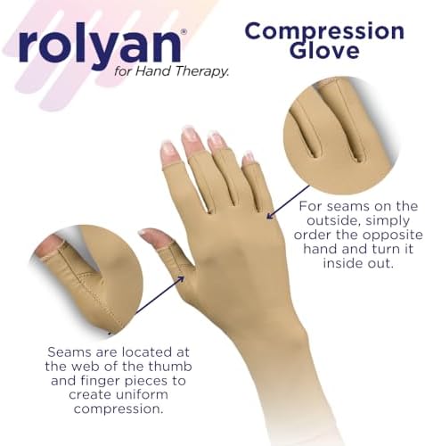 Rolyan Compression Glove, Fingerless Compression Glove for Arthritis for Men & Women, Arthritis Compression Gloves for Carpal Tunnel, Compression Glove for Swelling, Left Hand, Large, Open Finger