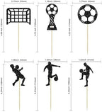 24Pcs Soccer Cupcake Toppers Glitter Soccer Ball Cupcake Picks Sport Cake Decorations Football Theme Birthday Party Baby Shower Kids Boys Men Birthday Party Favors Supplies Black