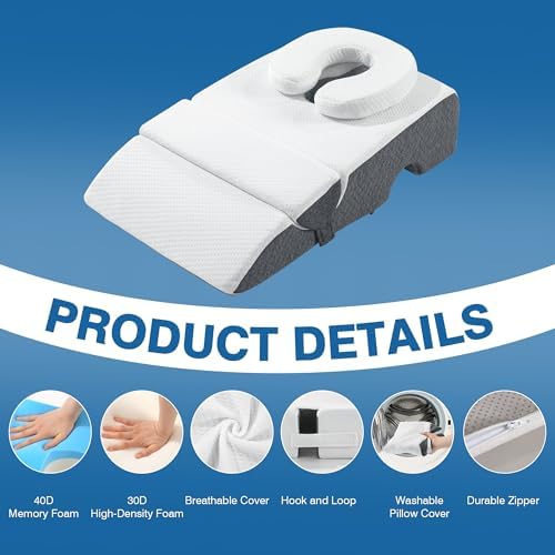 ROYALAY Face Down Pillow for Massage, Memory Foam Breast Pillow for Massage, Stomach Sleeping Pillow with Non-Slip Bottom for Eye Surgery Recovery, BBL, GERD