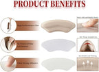 Heel Pads for Shoes, Soft and Flexible Heel Grips for Women Shoes Too Big, Relief of Pain for Women and Men, Improved Fit and Comfort, 4 Pairs