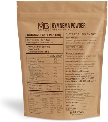 MB Herbals Gymnema Leaf Powder 8 oz 0.5 lb (227 Gram) Meshashringi Powder | Gymnema Sylvestre