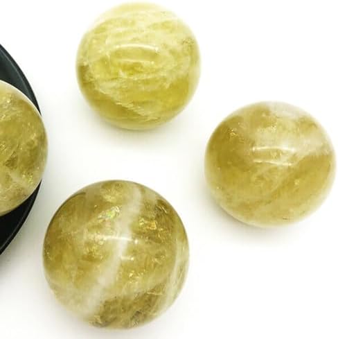 AierCrystal 5-6cm/1.96-2.36inch Citrine Ball Polished Natural Yellow Crystal Sphere Decorative Sphere Healing Crystals Ball Healing Stone Crafts Home Decor Ornament Gifts (Citrine 50-60mm)