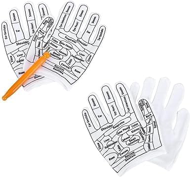1 Pair of Reflexology Gloves Hand Pointed Reflexology Tool Print Mittens Massage Tools and Equipmen for Correctly Stimulating Hand Acupoints Health and Household
