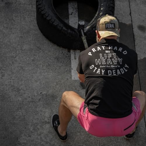 Combat Iron Men's Graphic T-Shirt | Pray Hard Lift Heavy Stay Deadly | Athletic Fit, Tagless Comfort