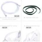 ANSNF 2 Pack Oxygen Mask for Face Adult with 6.6' Tube & Adjustable Elastic Strap - Size L (Clear) - NO CUP