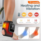 2 Pack Cordless Ankle Heating Pad, Ankle Massager with Heat for Pain Relief, Heated Foot Brace Wrap with 3 Temperature Levels and 3 Vibration Modes for Men and Women, Auto Shut Off