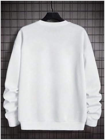 GORGLITTER Men's Crew Neck Sweatshirt Letter Print Long Sleeve Drop Shoulder Streetwear Sweatshirt Top